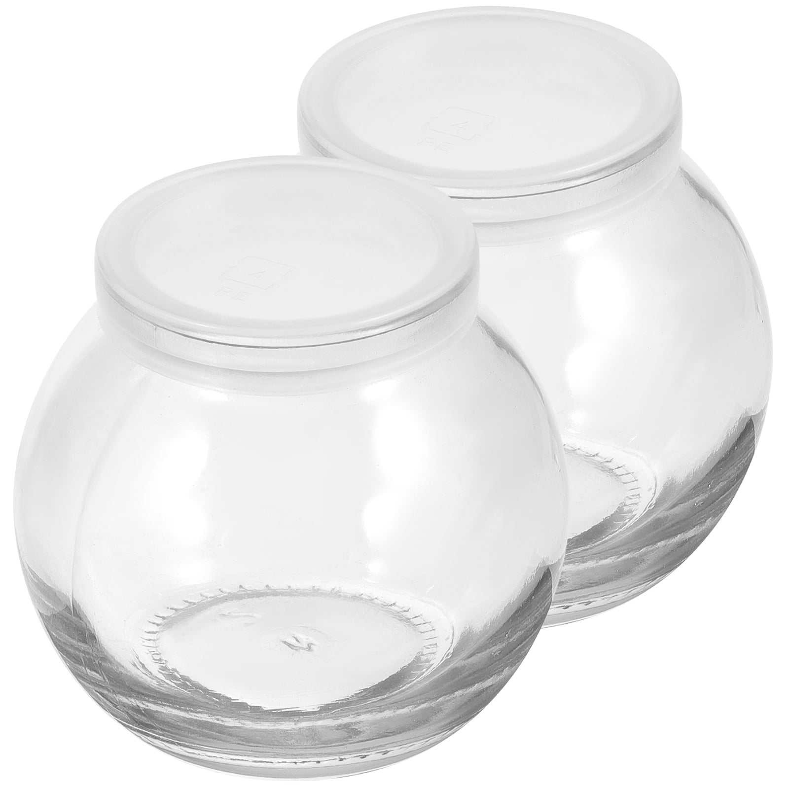 Spherical Pudding Bottle 2 Pcs Jelly Holders Glass Jar with Lid Yogurt Containers Plastic