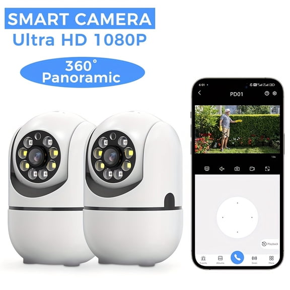 Spherical Security Camera, Motion Detection, Color Night Vision, Alarm Push, 1080P Wireless Wi-Fi Smart Home Security Camera, 355° Panoramic Surveillance Camera, Intelligent Motion Detection