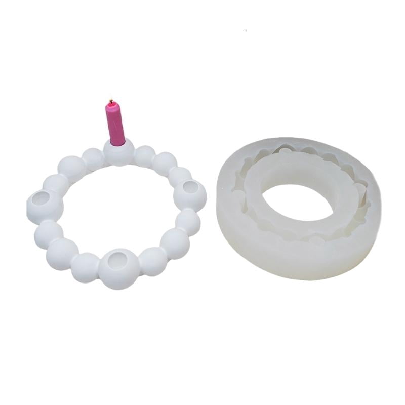 Hand-Making Silicone Mold Sphere Candle Base Moulds Silicone Candle Holder Molds
