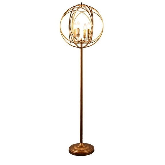 Spheris 4-Light Modern Floor Lamp in Gold-Finished Cast Iron