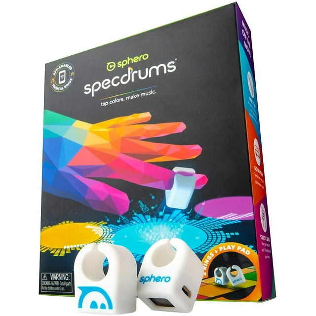 Sphero Specdrums 2 Rings App-Enabled Musical Rings with Play Pad Included - White SD01WRW2, Package may vary
