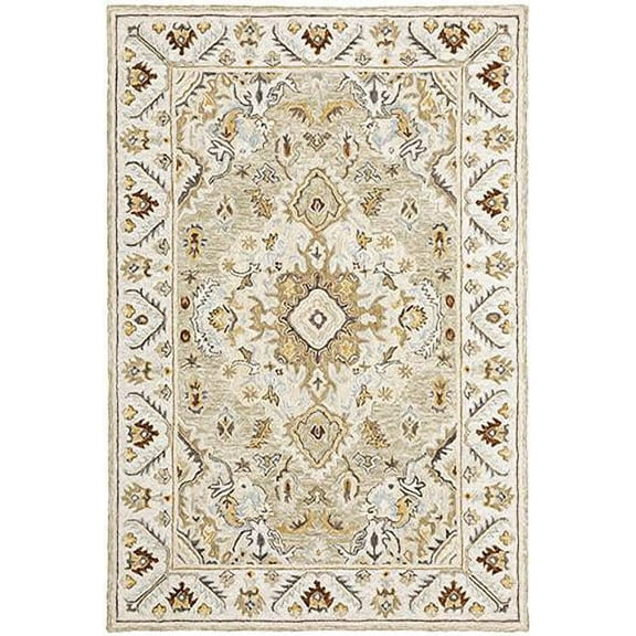 Oriental Weavers Alfresco Area Rug 28403 Traditional Ivory Bordered Bulbs 3' 6" x 5' 6" Rectangle