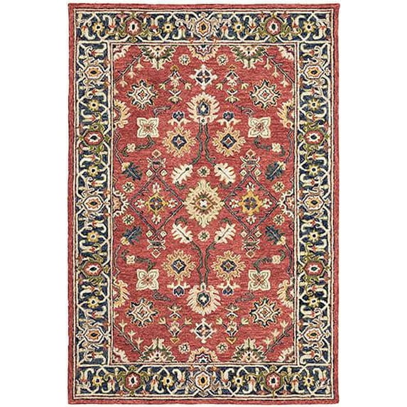 Oriental Weavers Alfresco Area Rug 28404 Traditional Red Vines Leaves 3' 6" x 5' 6" Rectangle