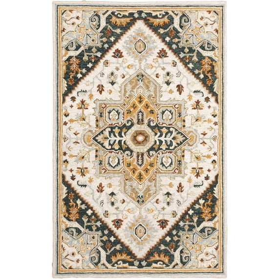 Oriental Weavers Alfresco Area Rug 28407 Traditional Ivory Petals Vines 2' 6" x 8' Rectangle