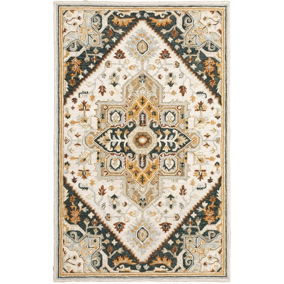 Oriental Weavers Alfresco Area Rug 28407 Traditional Ivory Petals Vines 2' 6" x 8' Rectangle