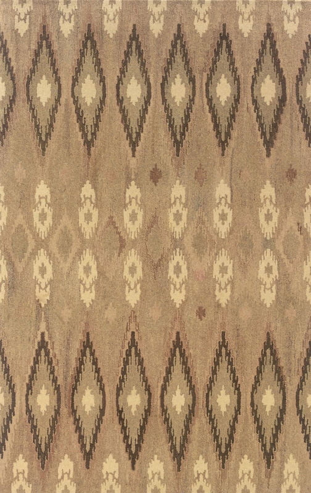 Ivory and Beige Handmade Wool Tufted Oriental Area Rug