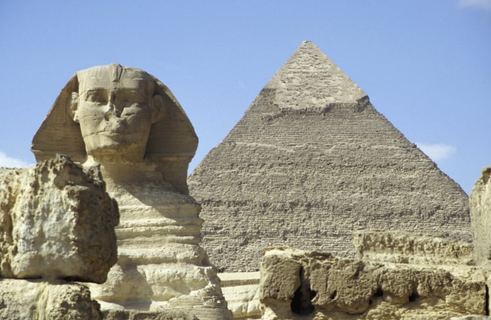 Sphinx And Khafra Pyramid Canvas Art - Chris Bradley Design Pics (17 x 11)