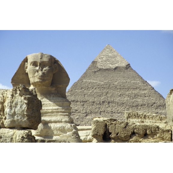 Sphinx And Khafra Pyramid Canvas Art - Chris Bradley Design Pics (17 x 11)