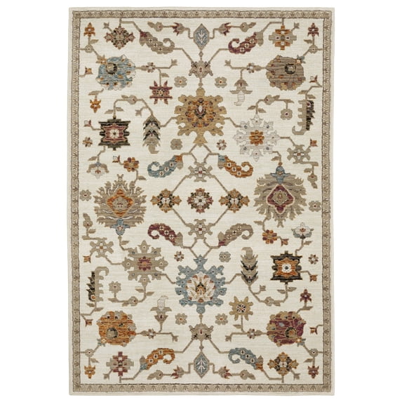 Oriental Weavers Andorra Area Rug 2419B Casual Ivory Geometric Achromatic 10' x 13' 2" Rectangle