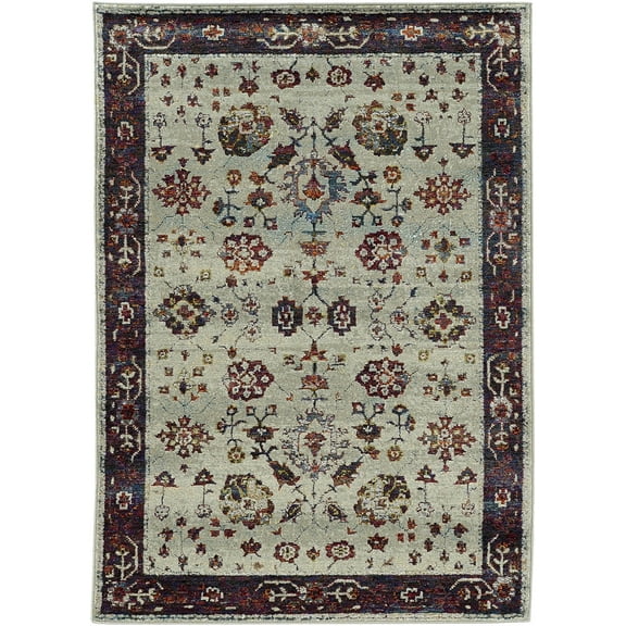 Oriental Weavers Andorra Area Rug 6842D Stone Leaves Scrolls 3' 3" x 5' 2" Rectangle