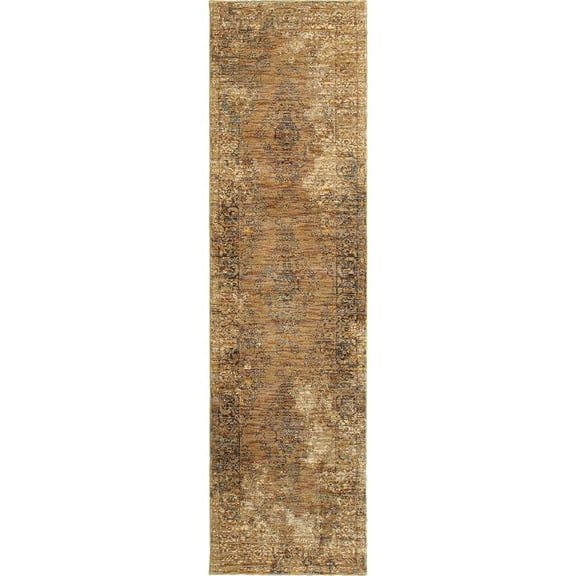 Oriental Weavers Andorra Area Rug 6845D Casual Gold Distressed Faded 2' 6" x 12' Rectangle