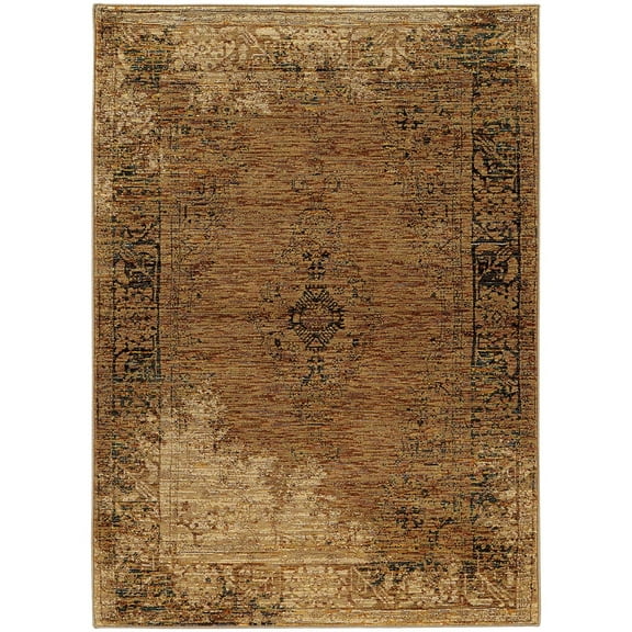 Oriental Weavers Andorra Area Rug 6845D Casual Gold Distressed Faded 7' 10" x 7' 10' Round