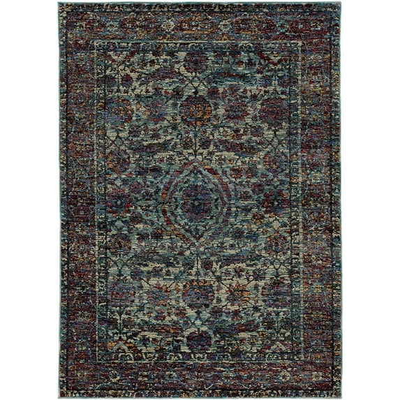 Oriental Weavers Andorra Area Rug 6846B Blue Oval Petals 2' 3" x 8' Rectangle
