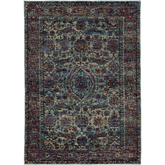 Oriental Weavers Andorra Area Rug 6846B Blue Oval Petals 5' 3" x 7' 3" Rectangle