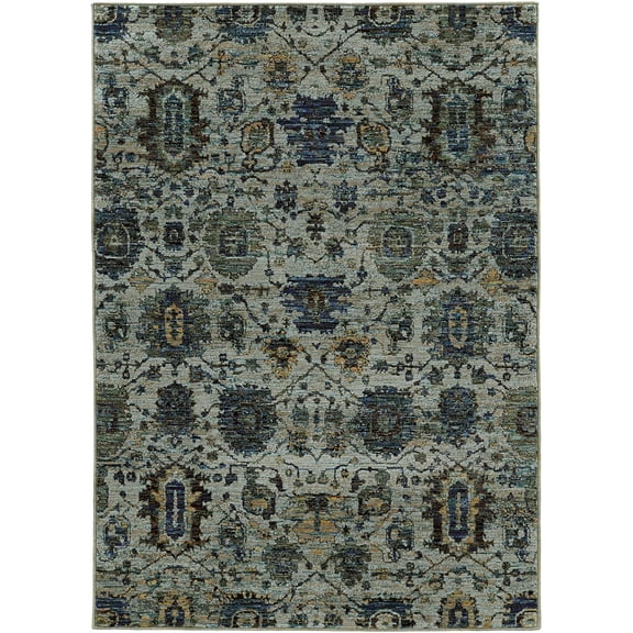 Oriental Weavers Andorra Area Rug 7120A Blue Scrolls Vines 2' 3" x 8' Rectangle