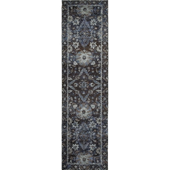 Oriental Weavers Andorra Area Rug 7124A Casual Navy Diamond Petals 2' 6" x 12' Rectangle