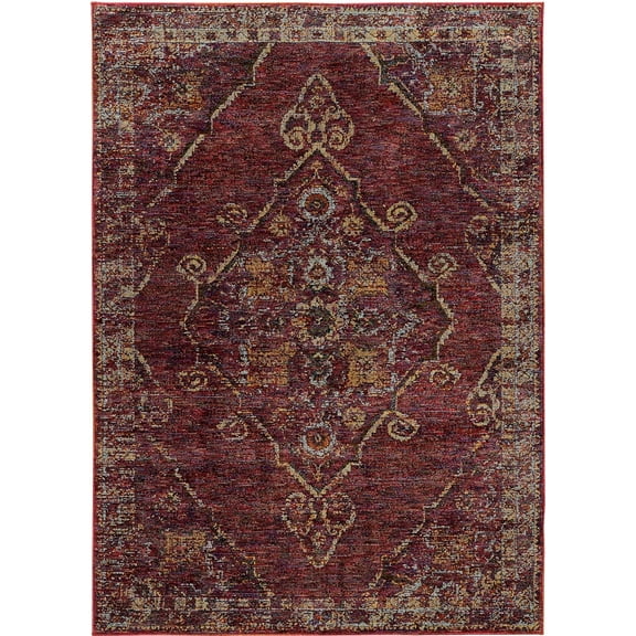 Oriental Weavers Andorra Area Rug 7135E Red Curls Curves 6' 7" x 9' 6" Rectangle