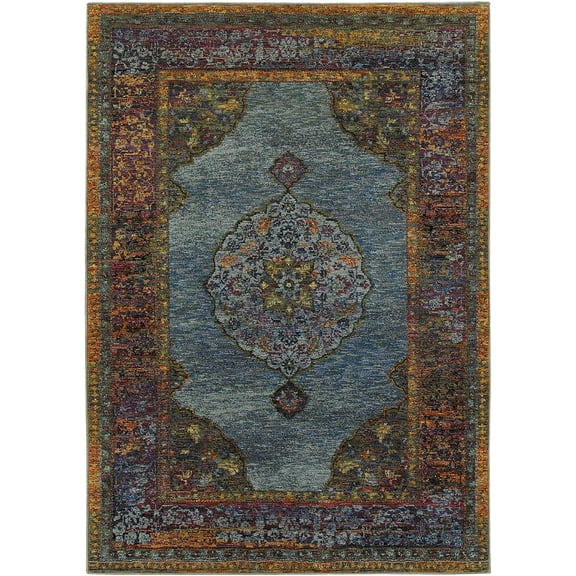 Oriental Weavers Andorra Area Rug 7139A Blue Rings Petals 1' 10" x 3' 2" Rectangle
