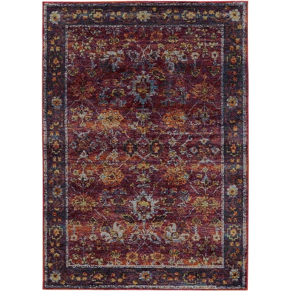 Oriental Weavers Andorra Area Rug 7153A Red Petals Vines 8' 6" x 11' 7" Rectangle