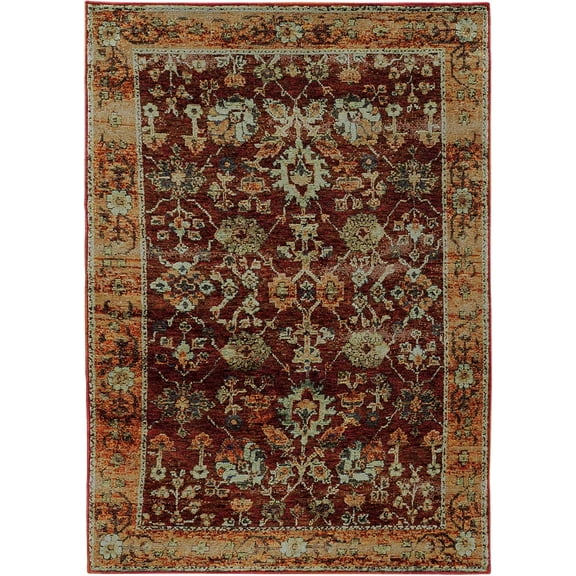 Oriental Weavers Andorra Area Rug 7154A Red Scrolls Floral 1' 10" x 3' 2" Rectangle