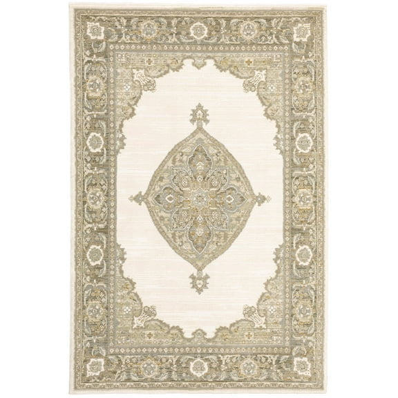 Oriental Weavers Andorra Area Rug 7939D Traditional Beige Floral Bordered 6' 7" x 9' 6" Rectangle