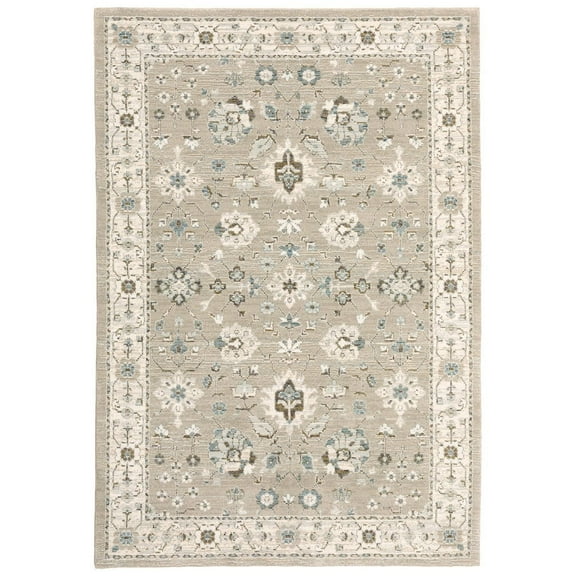 Oriental Weavers Andorra Area Rug - 8930L - 3'3" x 5'2" - in Beige/ Ivory - Vintage Inspired, Stain Resistant, Family and Pet Friendly , Entrway, Bedroom Rug