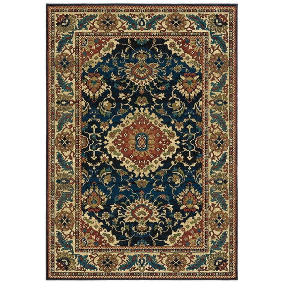 Sphinx Ankara Area Rug 1803B Traditional Blue Rings Loops 3' 10" x 5' 5" Rectangle