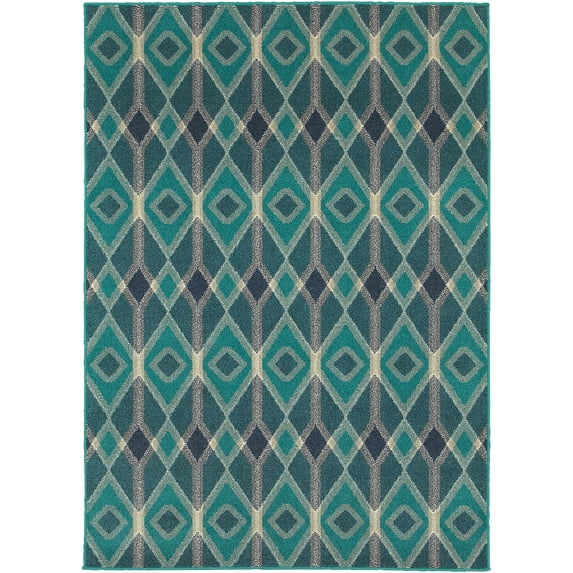 Sphinx Area Rugs: Highlands 6627B Blue Diamonds Lines Contemporary Carpet
