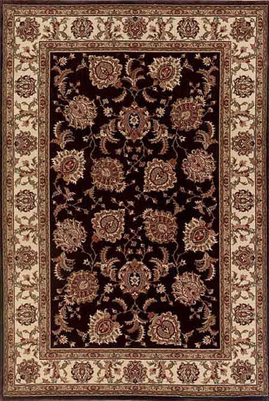 Ivory and Brown Synthetic Oriental 4' x 6' Area Rug