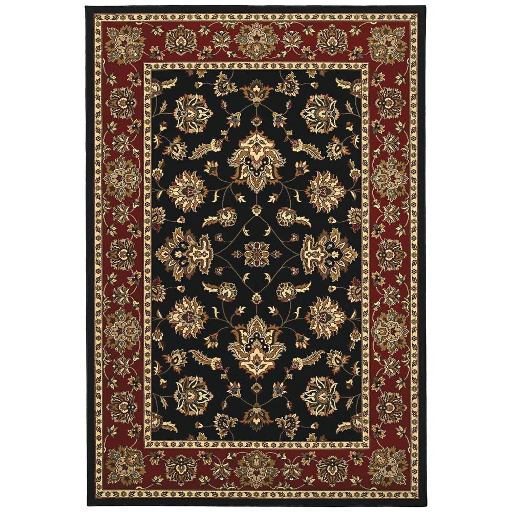 Black and Red Persian Style Synthetic Area Rug 6'7" x 9'6"