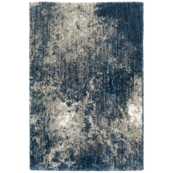 Oriental Weavers Aspen Area Rug 2060L Shag Blue Splotches Faded 2' 3" x 7' 6" Rectangle