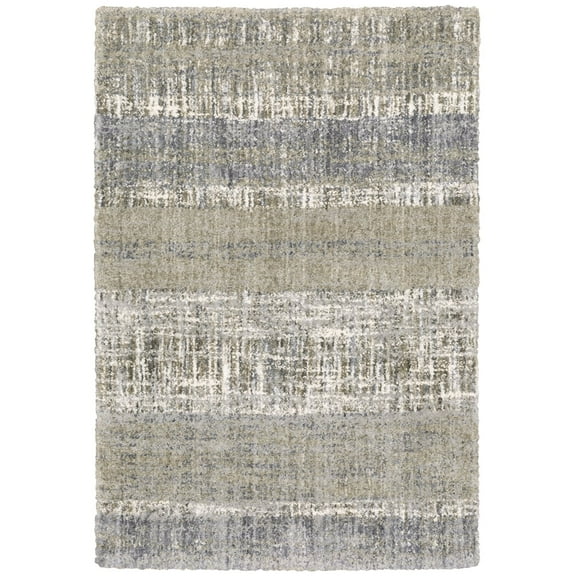 Oriental Weavers Aspen Area Rug 530J9 Shag Gray Banded Rows 3' 10" x 5' 5" Rectangle