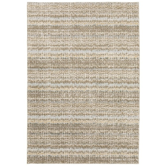 Oriental Weavers Atlas Area Rug 747 Casual Ivory Banded Rows 1' 10" x 3' 2" Rectangle