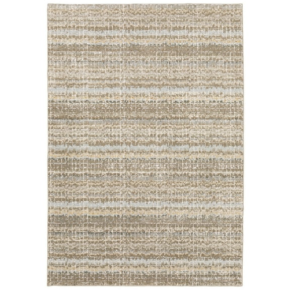 Oriental Weavers Atlas Area Rug 747 Casual Ivory Banded Rows 3' 3" x 5' 2" Rectangle