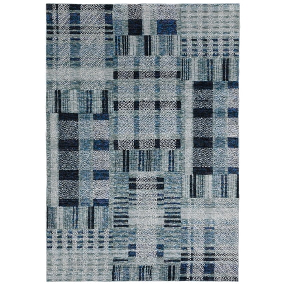 Oriental Weavers Atlas Area Rug 752B0 Casual Blue Blocks Bars 3' 3" x 5' 2" Rectangle