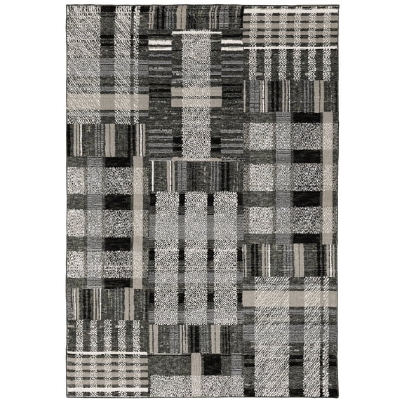 Oriental Weavers Atlas Area Rug 752C0 Casual Black Banded Bars 3' 3" x 5' 2" Rectangle