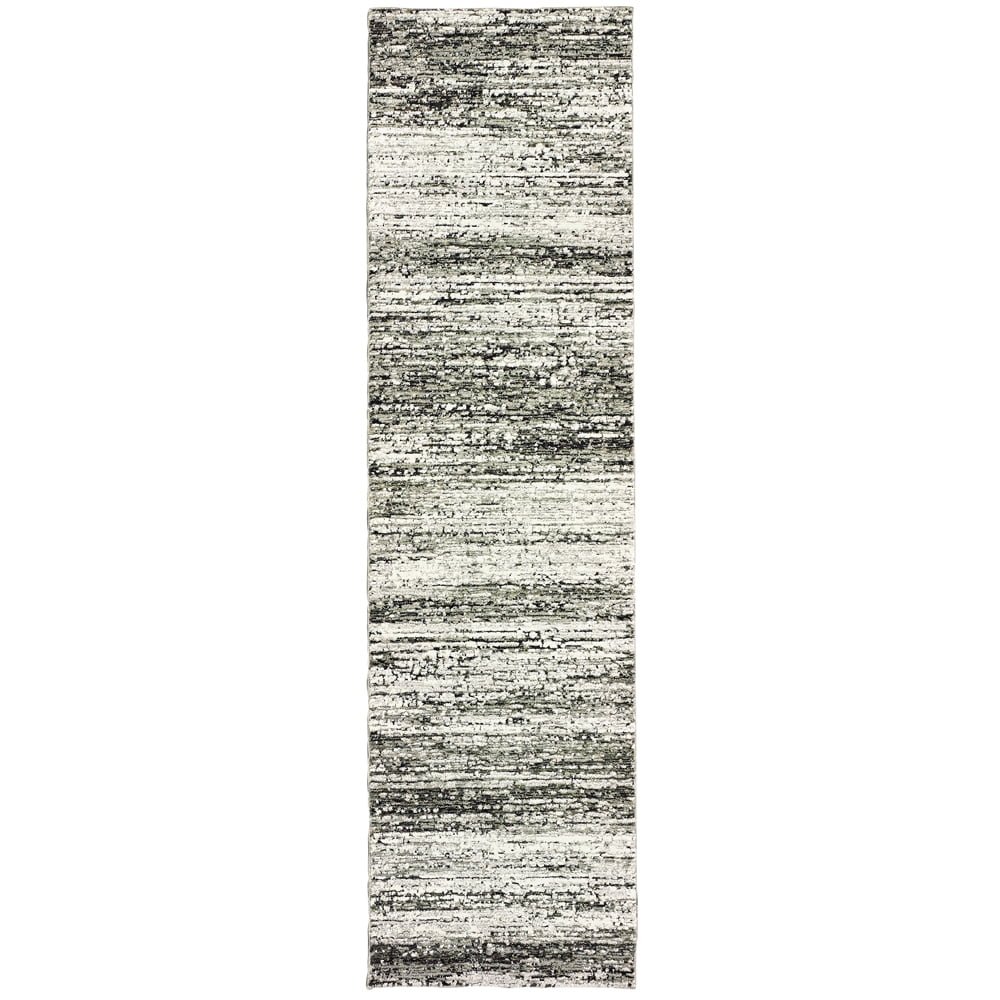 Gray Handmade Oriental Synthetic Runner Rug 2'6" x 12'
