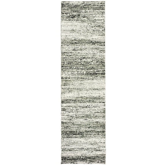 Oriental Weavers Atlas Area Rug - 8037G - 2'6" x 12' - in Ash/ Charcoal - Modern Abstract Style, Stain Resistant, Family and Pet Friendly , Entryway, Hallway Runner Rug