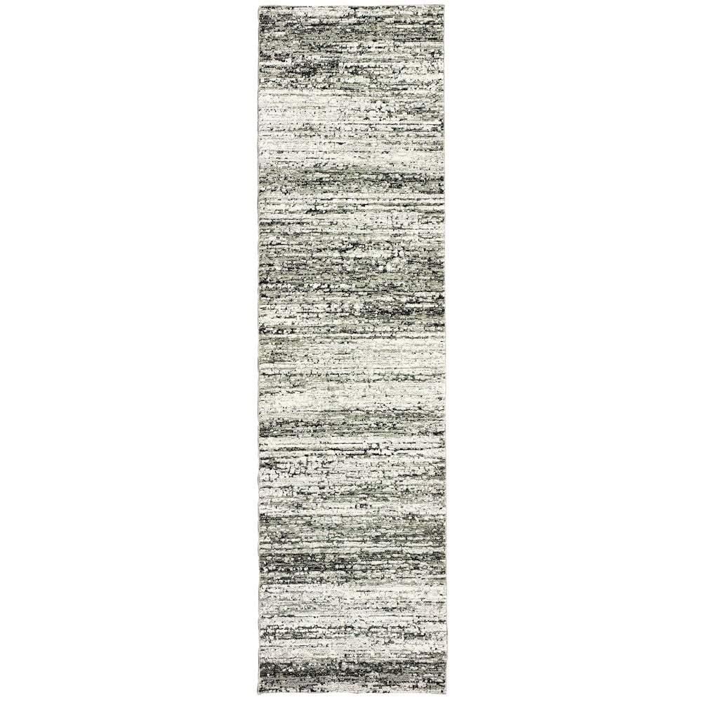 Gray Handmade Oriental Synthetic Runner Rug 2'6" x 12'
