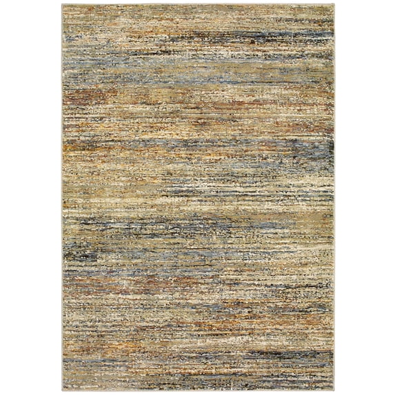 Oriental Weavers Atlas Area Rug 8037J Casual Gold Striped Banded 10' x 13' 2" Rectangle