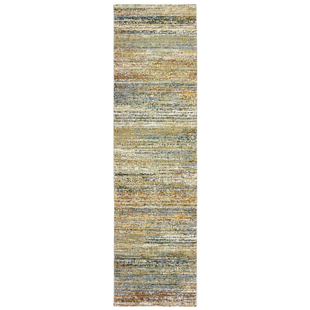 Gray and Gold Synthetic Oriental Runner Rug, 2' 3" x 8'