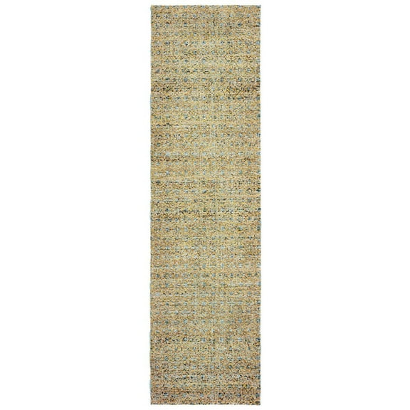 Oriental Weavers Atlas Area Rug - 8048B - 2'3" x 8' - in Blue/ Gold - Soft Modern Style Area Rug, Stain Resistant, Family and Pet Friendly , Entryway, Hallway Runner Rug