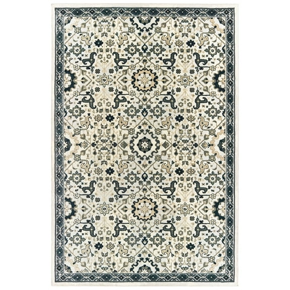 Oriental Weavers Bowen Area Rug 073J2 Ivory Scrolls Petals 3' 10" x 5' 5" Rectangle