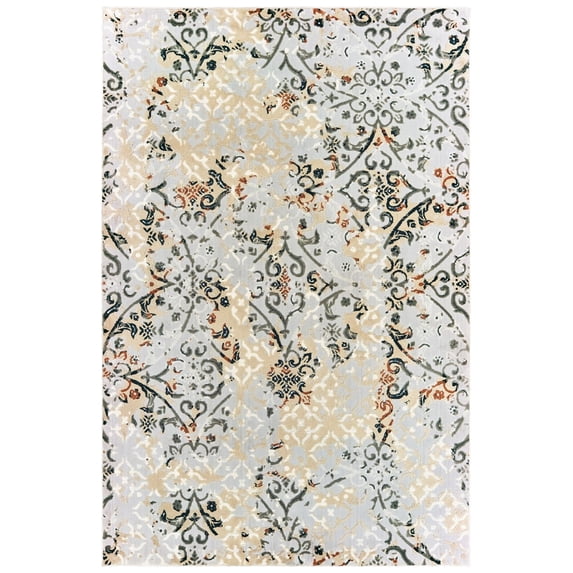 Oriental Weavers Bowen Area Rug 108W2 Gray Angled Curls 6' 7" x 9' 6" Rectangle
