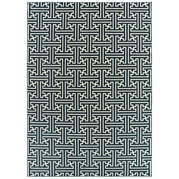 Sphinx Bowen Area Rug 1333B Navy Interlocking Overlaid 9' 10" x 12' 10" Rectangle