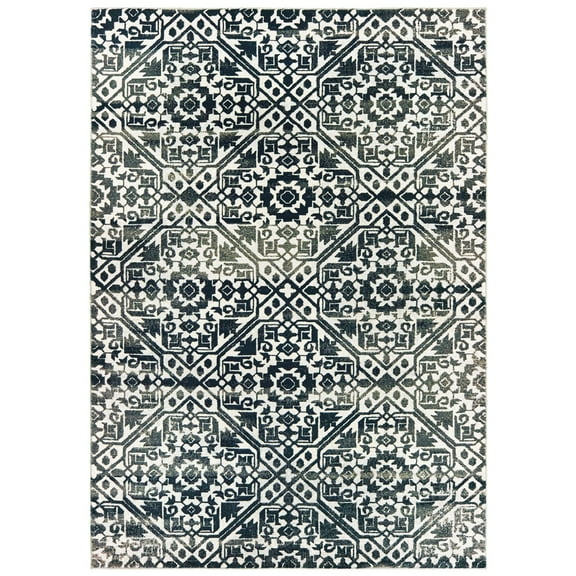 Oriental Weavers Bowen Area Rug 5506E Navy Garlands Petals 2' 3" x 7' 6" Rectangle