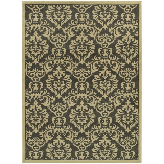 Sphinx Brentwood Area Rug 530K9 Casual Charcoal Flowers Damask 9' 10" x 12' 10" Rectangle