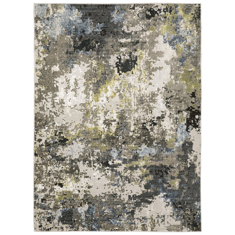 Transitional Luxe Blue and Gray Synthetic 9'10" x 12'10" Area Rug