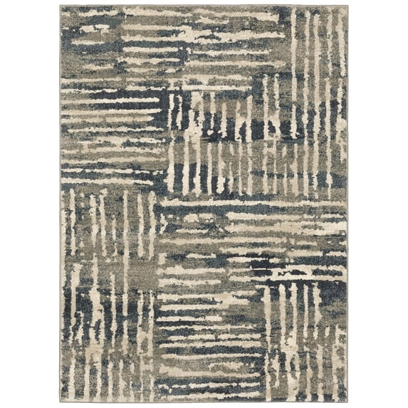 Oriental Weavers Carson Area Rug 0745C Blue Lines Blocks 6' 7" x 9' 2" Rectangle