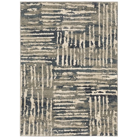Oriental Weavers Carson Area Rug 0745C Blue Lines Blocks 6' 7" x 9' 2" Rectangle